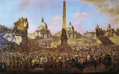 Entrada en Roma de Jerzy Ossolinski (1595-1650) emisario de Wladyslaw IV (1595-1648) de Polonia con el Papa Urbano VIII (1568-1644) 1779